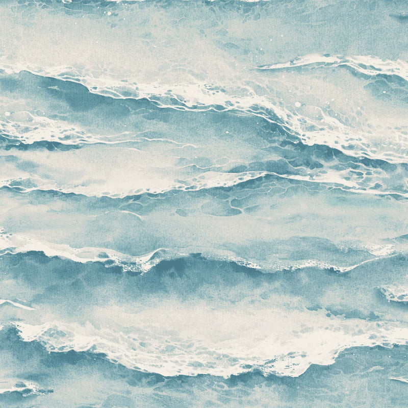 Ebb & Flow Sea Wave Seaspray Blue Wallpaper