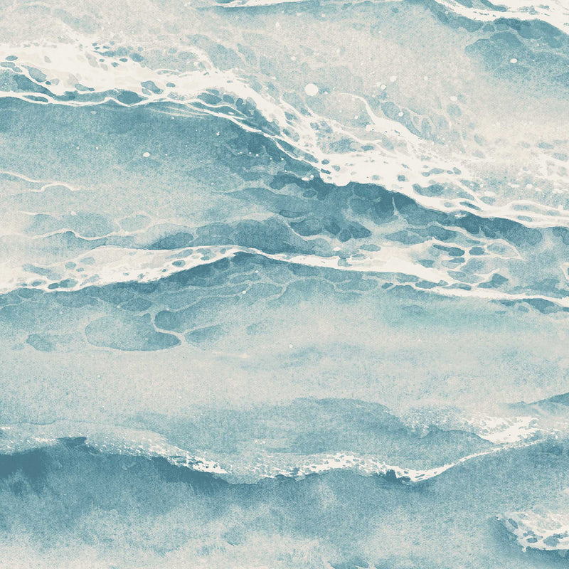 Ebb & Flow Sea Wave Seaspray Blue Wallpaper