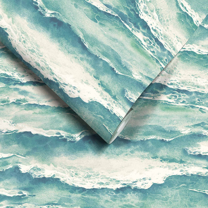 Ebb & Flow Sea Wave Seafoam Green Wallpaper