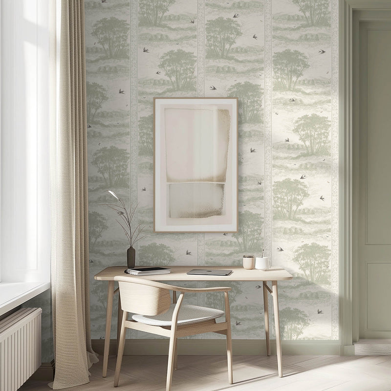 Zephyr Olive Green Stripe Wallpaper