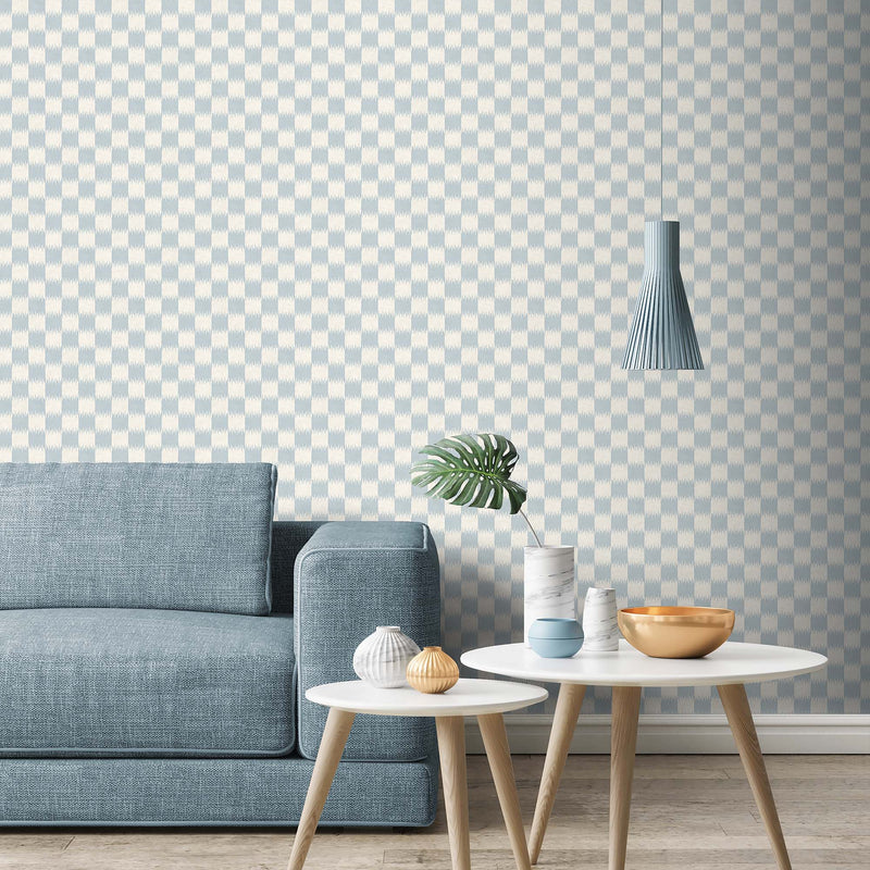 Checkmate Powder Blue Wallpaper