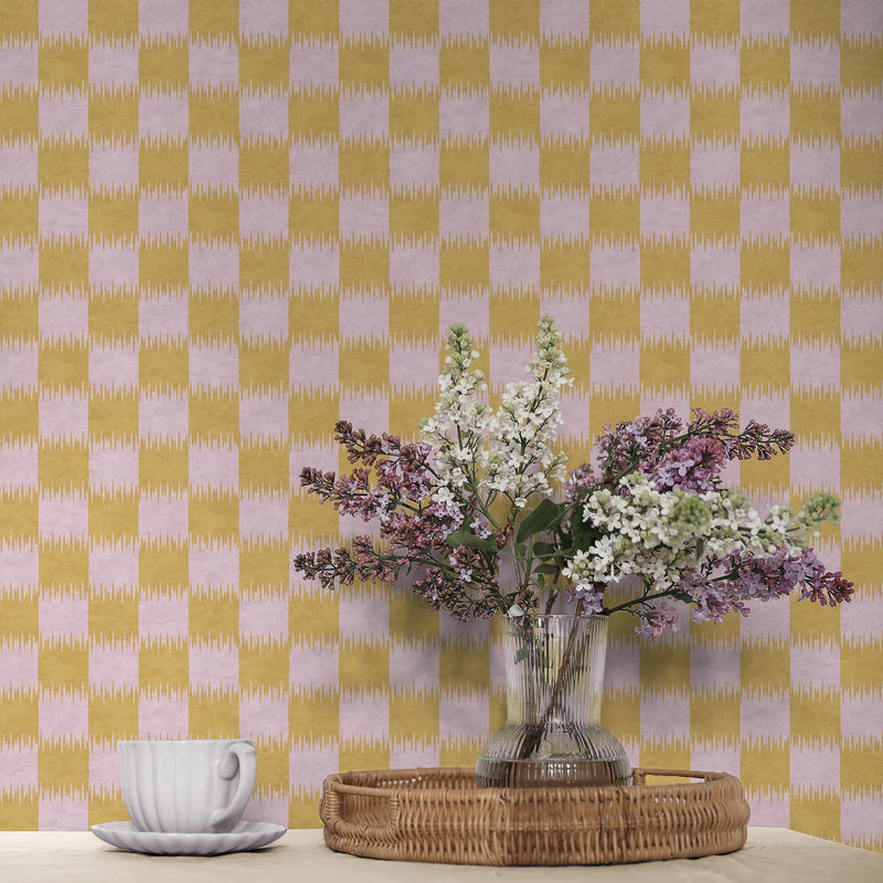 Checkmate Pistachio Cream Wallpaper