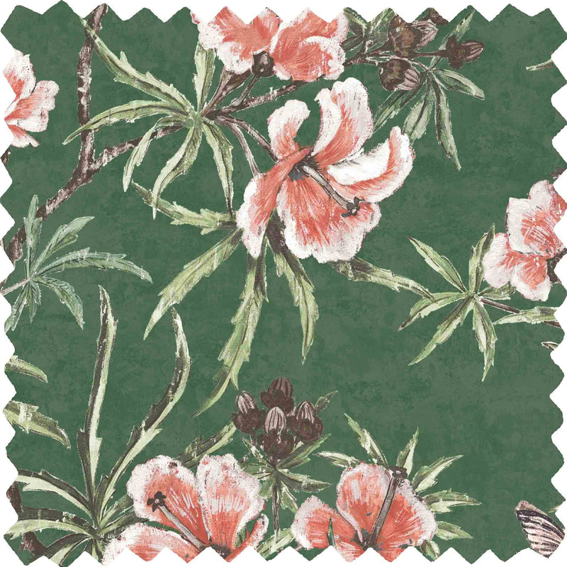 Zen Botanical Green Linen Fabric