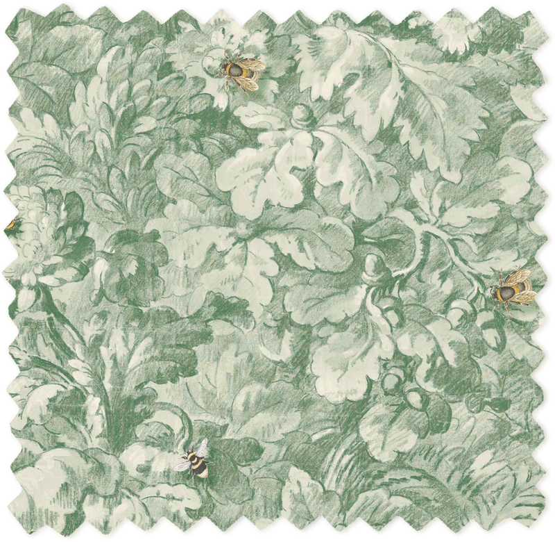 Busy Bee Moss Green Velvet Fabric