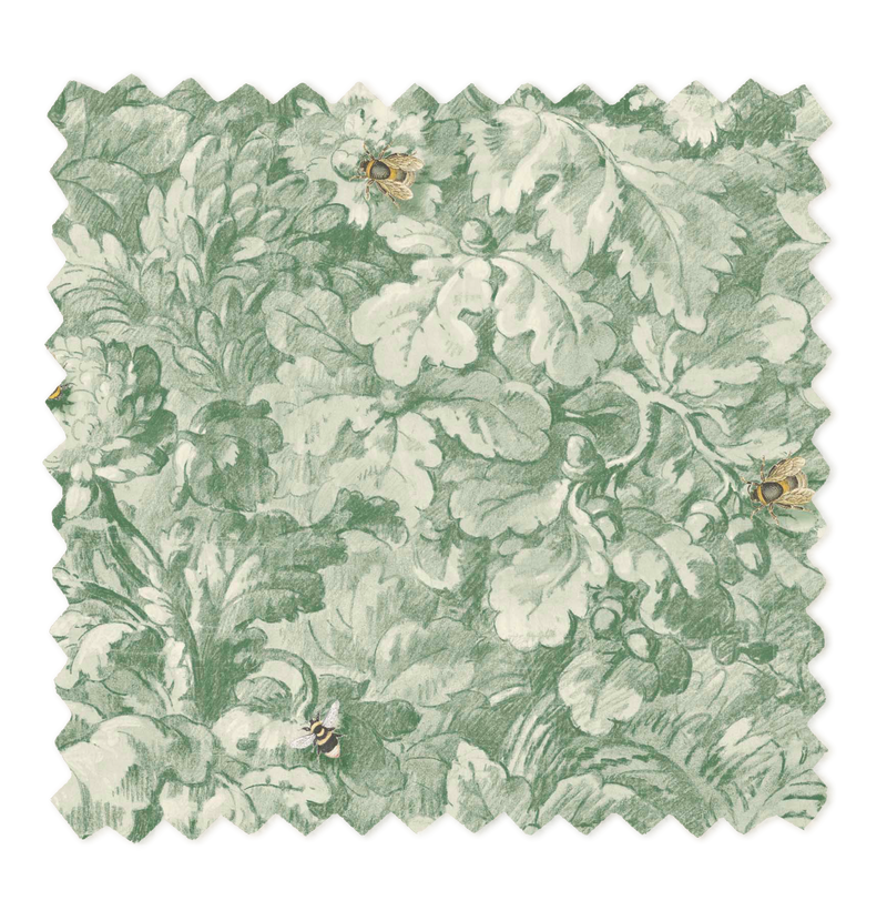 Busy Bee Moss Green Velvet Fabric