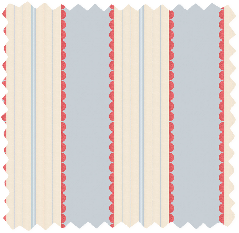 Pin Up Stripe Red Blue Linen Fabric