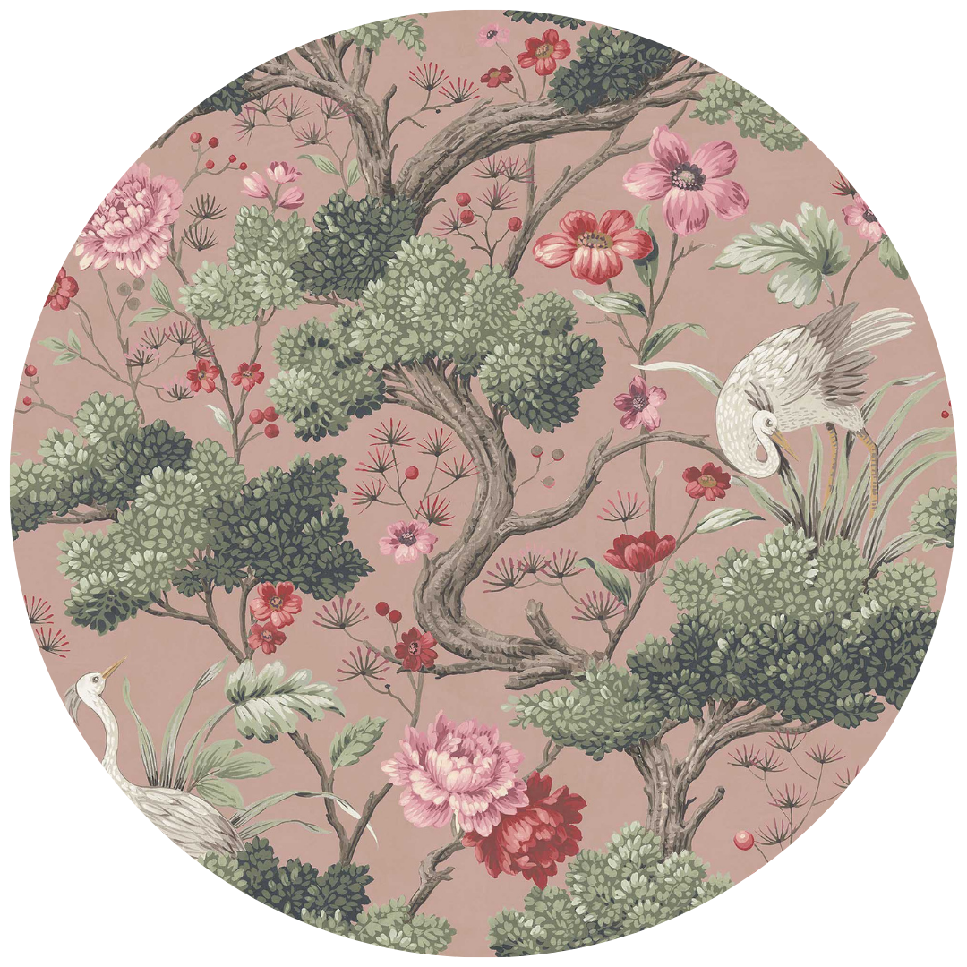 Crane Bird Vintage Pink Velvet Fabric by Woodchip & Magnolia